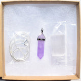 Faceted Amethyst Crystal Perfect Pendant 20" Silver Chain