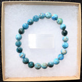 Premium CHARGED Natural Blue Green Apatite Crystal 8mm Bead Stretchy Bracelet