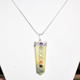 CHARGED 7 Chakra Serpentine Crystal Perfect Pendant + 20" Chain