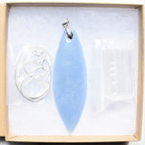 CHARGED 3" 925 Sterling Peruvian Angelite Crystal Perfect Pendant + 20" Chain