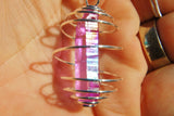 Too Hot Pink Rainbow Aura Quartz Crystal Perfect Pendant 20" Silver Chain