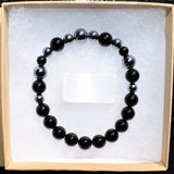 Premium CHARGED Natural Black Tourmaline + Terahertz Quantum Wave Beads Bracelet