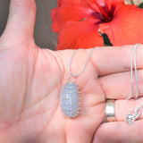 CHARGED Polished Celestite Crystal Perfect Pendant SOOTHING + 20" Silver Chain