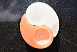 Yin Yang Orange & White Selenite Crystal Centerpiece Candleholder POWERFUL REIKI