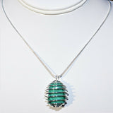 CHARGED Malachite Crystal Perfect Pendant 20" Silver Chain REIKI Healing