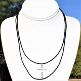 Black Tourmaline Necklace Adjustable Plus Pendant 17" - 19.5" 925 Silver 2.5mm