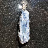 CHARGED REIKI Wrapped Brazilian Blue Kyanite Perfect Pendant + 20" Chain a