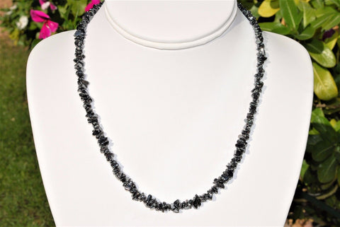 CHARGED Hematite Crystal Chip 18" Necklace Polished ENERGY REIKI