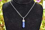 Faceted Himalayan Sodalite Crystal Point Pendant + 20" Silver Chain REIKI