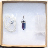 CHARGED Sterling Silver Rainbow Fluorite Point Perfect Pendant + 20" Chain