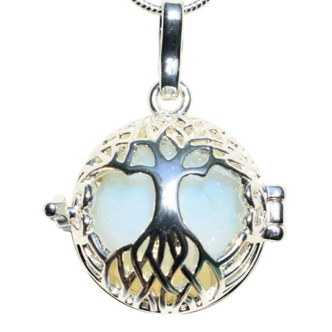 Tree of Life Pendant Seven Crystal Healing Energy Spheres + 20" Silver Chain
