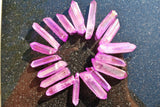 Too Hot Pink Rainbow Aura Quartz Crystal Perfect Pendant 20" Silver Chain