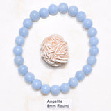 Premium CHARGED Angelite Crystal 8mm Bead Bracelet Stretchy ENERGY REIKI