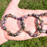 CHARGED Natural Charoite Crystal Nugget Bead Bracelet Stretchy ENERGY REIKI