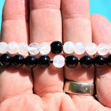 [Set] CHARGED Distance Bracelets Black Tourmaline & Rainbow Moonstone Crystals!