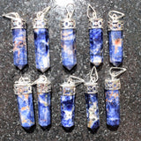 Faceted Himalayan Sodalite Crystal Point Pendant + 20" Silver Chain REIKI