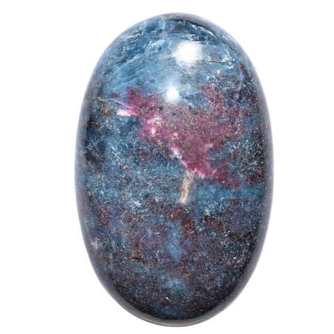 Charged 2.5" Blue Kyanite / Ruby Crystal Palm / Worry Stone Healing Energy ~100g