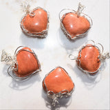 CHARGED REIKI Wrapped Red Sedona Jasper Heart Perfect Pendant + 20" Chain