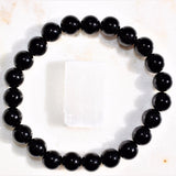 Premium CHARGED Black Onyx Crystal 8mm Bead Bracelet Stretchy ENERGY REIKI
