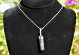 CHARGED Wire Wrapped Himalayan Black Tourmaline Pendant + 20" Silver Chain
