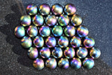 5 CHARGED Platinum Silver Rainbow Magnetic Hematite Spheres 500cts