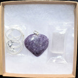 Soothing Himalayan Lepidolite Crystal Heart Perfect Pendant + 20" Chain