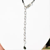 AAA-Gem Grade Black Tourmaline Necklace Adjustable 17" - 19.5" 925 Silver 2.5mm