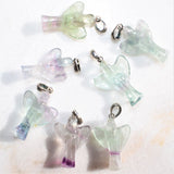 CHARGED Sterling Silver Rainbow Fluorite Angel Perfect Pendant + 20" Chain