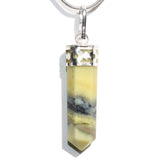 CHARGED Faceted Himalayan Serpentine Crystal Point Perfect Pendant + 20" Chain