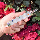 Deluxe 7 Chakra Spiral Faceted Selenite Crystal Massage Wand POWERFUL ENERGY