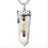 CHARGED 7 Chakra Rainbow Moonstone Crystal Perfect Pendant + 20" Chain WOW