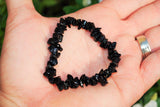 CHARGED Black Tourmaline Crystal Chip Bracelet Polished Stretchy ENERGY REIKI