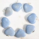 CHARGED Angelite Crystal HEART Perfect Pendant Hand-Carved + 20" Chain
