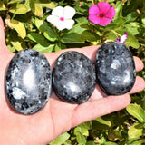 Flashy Charged 2.5" Larvikite Crystal Palm / Worry Stone Healing Energy ~100g