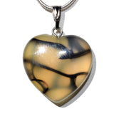 CHARGED Natural Dragon's Vein Agate Crystal HEART Pendant + 20" Silver Chain