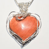 CHARGED REIKI Wrapped Red Sedona Jasper Heart Perfect Pendant + 20" Chain