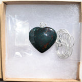 CHARGED Bloodstone Crystal HEART Perfect Pendant Hand-Carved + 20" Chain