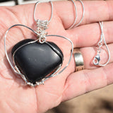 CHARGED REIKI Wrapped Black Onyx Heart Perfect Pendant + 20" Chain