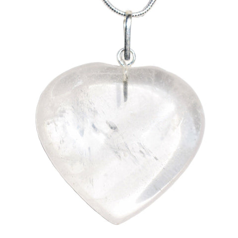 CHARGED Amplifier Clear Quartz Crystal Heart Perfect Pendant + 20" Chain