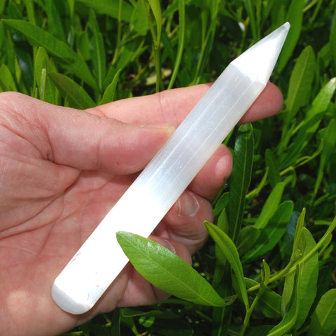 Selenite Crystal Massage Wand Point POWERFUL Pure WHITE Selenite -[2nd Quality]