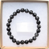 Flashy Premium CHARGED Natural Larvikite Crystal 8mm Bead Bracelet Stretchy