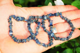 CHARGED Blue Kyanite Crystal Chip Bracelet Polished Stretchy ENERGY REIKI