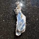 CHARGED REIKI Wrapped Brazilian Blue Kyanite Perfect Pendant + 20" Chain