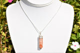 Faceted Himalayan Sunstone Crystal Point Pendant + 20" Silver Chain REIKI