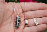 Polished Hematite Crystal Perfect Pendant 20" Silver Chain