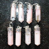 CHARGED Faceted Himalayan Pink Opal Crystal Perfect Pendant + 20" Chain