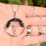 CHARGED Black Tourmaline Tree of Life Perfect Pendant REIKI 20" Silver Chain