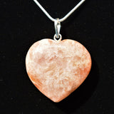 CHARGED Himalayan Sunstone Heart Crystal Perfect Pendant + 20" Chain WOW