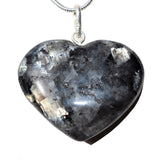 Faceted Titanium Flash LARVIKITE Crystal Heart Perfect Pendant 20" Silver Chain