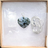 CHARGED Moss Agate Crystal Heart Perfect Pendant + 20" Chain